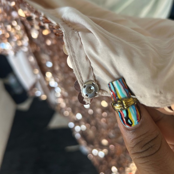 ASOS edition Curve batwing sequin wrap midi dress in gold - Picture 9 of 12